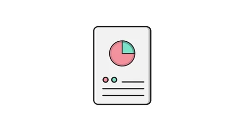 A document featuring a colorful pie chart illustrating data distribution an.. Stock Footage 335259558