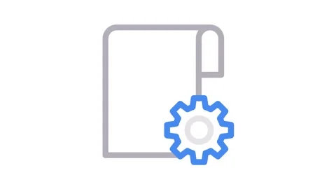A document featuring a gear wheel alongside a sheet of paper. Stock Footage 334834222