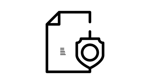 Document featuring a shield and check mark, symbolizing security and verifi.. Stock Footage 334834385