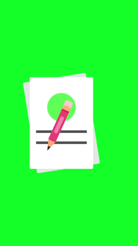 Document File and Checklist Writing Animation On Green Screen Stock Footage 346565211