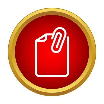 Document file attachment icon in red circle Stock Illustration