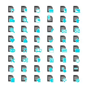 Document File blue and black icons Stock Illustration