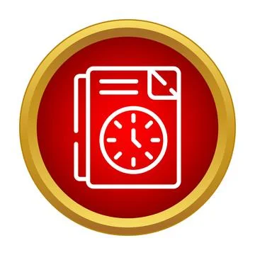 Document file with clock icon representing deadline Stock Illustration