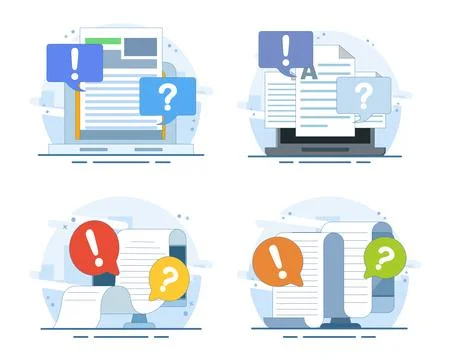 Document file collaboration review and comments concept set Stock Illustration