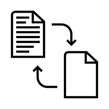 Document file conversion icon with black lines Stock Illustration