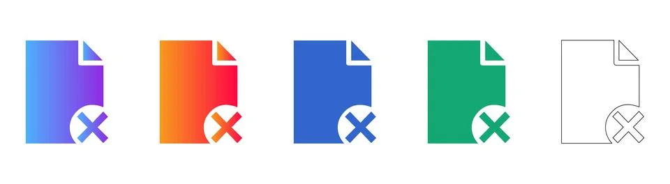Document File Deletion Icons Set イラスト素材
