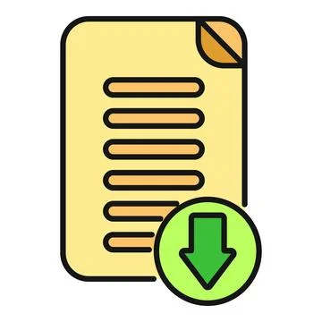 Document file downloading icon with down arrow Stock Illustration