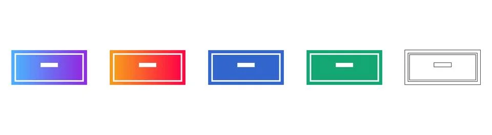 Document File Drawer Icon Set for Office UI Stock Illustration