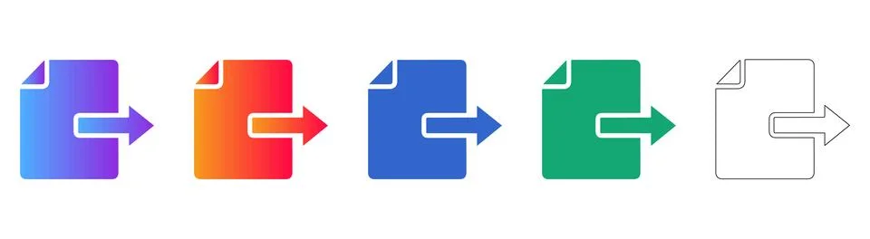 Document File Export Icon Set Illustrazione stock