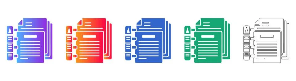 Document File Folder Icons with Index Tabs イラスト素材
