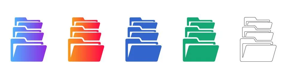 Document File Folder Stack Icon Set Stock Illustration
