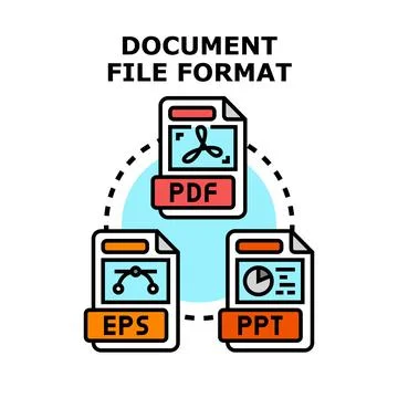 Document file format concept with pdf, eps symbols Stock Illustration