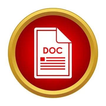 Document file format icon on red button 스톡 일러스트