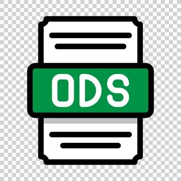 Document file format Ods spreadsheet icon. with outline and color in the middle. Stock Illustration