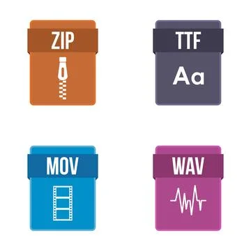 Document file formats collection of data icons 库存插图
