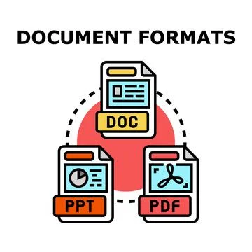 Document file formats sharing network data transfer Stock Illustration