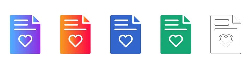 Document File with Heart Icon Set Stockillustratie