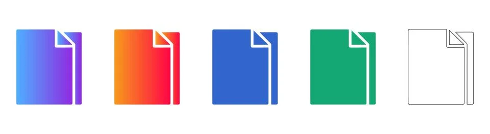Document File Icon Set in Gradient and Outline Styles Stock-Illustration