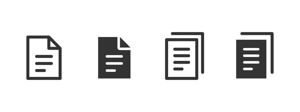 Document file icon. Single and multiple paper pages with text lines vector .. Stock Illustration