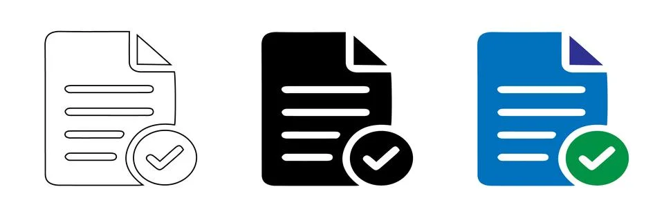 Document File Icons with Checkmark Verification Set イラスト素材