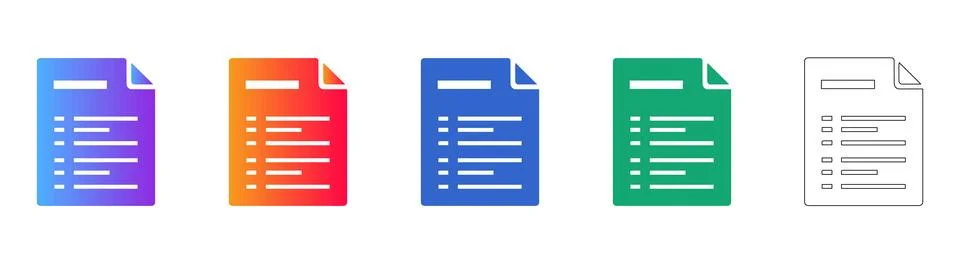 Document File Icons with Corner Fold Design Stock Illustration
