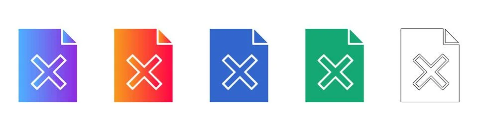 Document File Icons with Delete Cross Symbol Stock Illustration