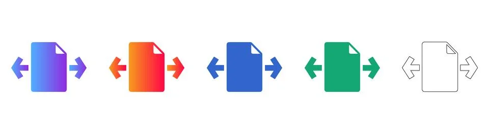 Document File Icons with Directional Arrows Stock Illustration
