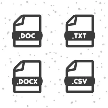 Document file icons. Download DOC, TXT, DOCX and CSV symbol sign. Web Buttons Stock Illustration