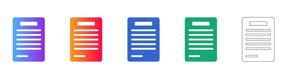 Document File Icons in Gradient and Line Art Stock Illustration