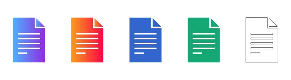 Document File Icons in Gradient and Line Styles Stock Illustration
