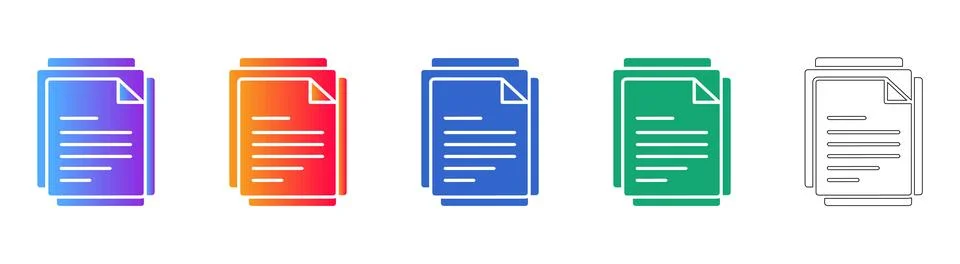 Document File Icons in Gradient and Line Art 스톡 일러스트