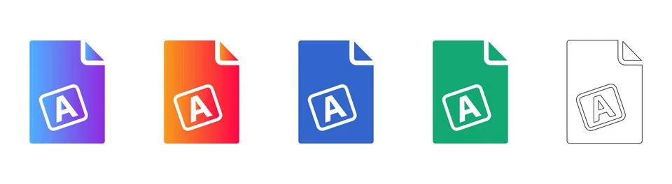 Document File Label Icons with Letter A 스톡 일러스트