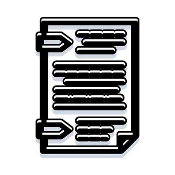 Document file with list and attached paperclip icon Stock Illustration