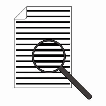 Document file with magnifying glass icon Stock Illustration