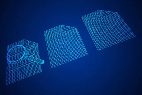 Document file with magnifying glass Illustrazione stock