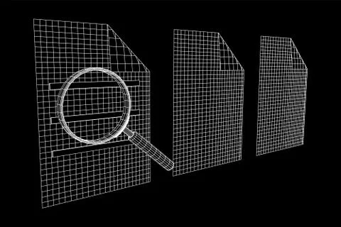 Document file with magnifying glass Illustrazione stock