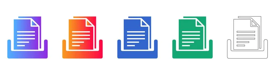 Document File Management System Icon Set Stock Illustration