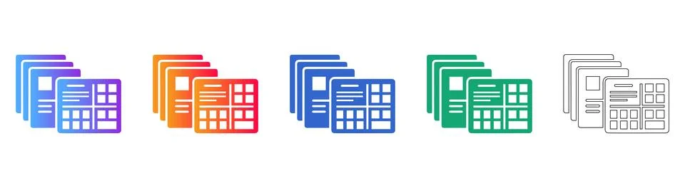 Document File Management System Icons Illustrazione stock