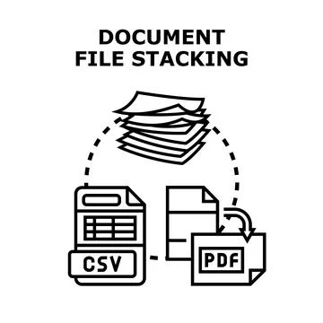 Document file stacking collecting different digital data Illustrazione stock