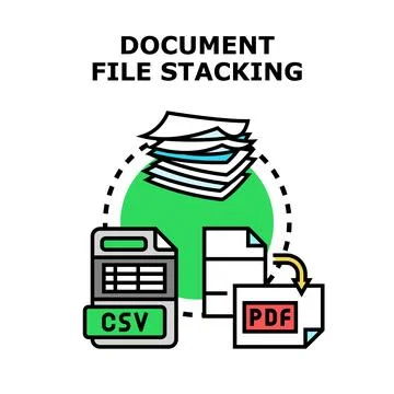Document file stacking collecting different digital data Stock Illustration