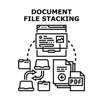 Document file stacking optimizing digital data management concept Stock Illustration