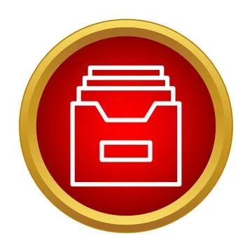 Document file storage archive symbol in red circle Stock Illustration