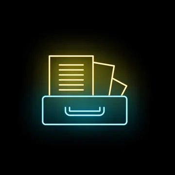 Document file storage neon line icon concept Stock Illustration