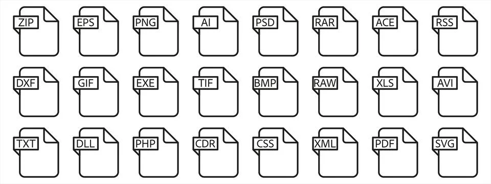 Document File Type Format line Stock Illustration