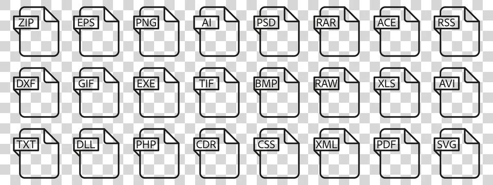 Document File Type Format line Stock Illustration