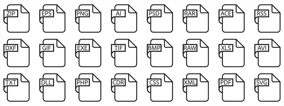 Document File Type Format line Stock Illustration