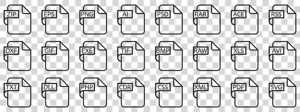 Document File Type Format line Stock Illustration