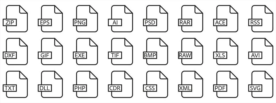Document File Type Format line Stock Illustration