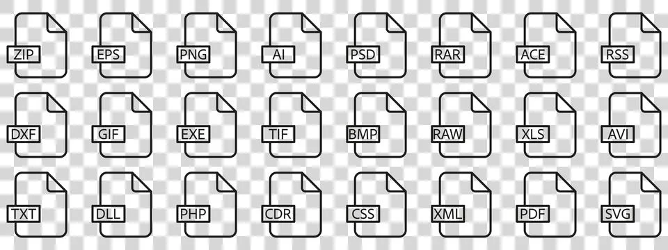 Document File Type Format line Stock Illustration