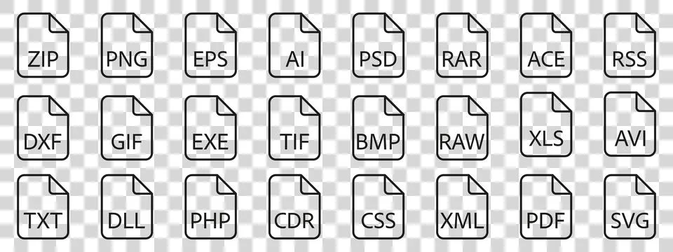 Document File Type Format line Stock Illustration